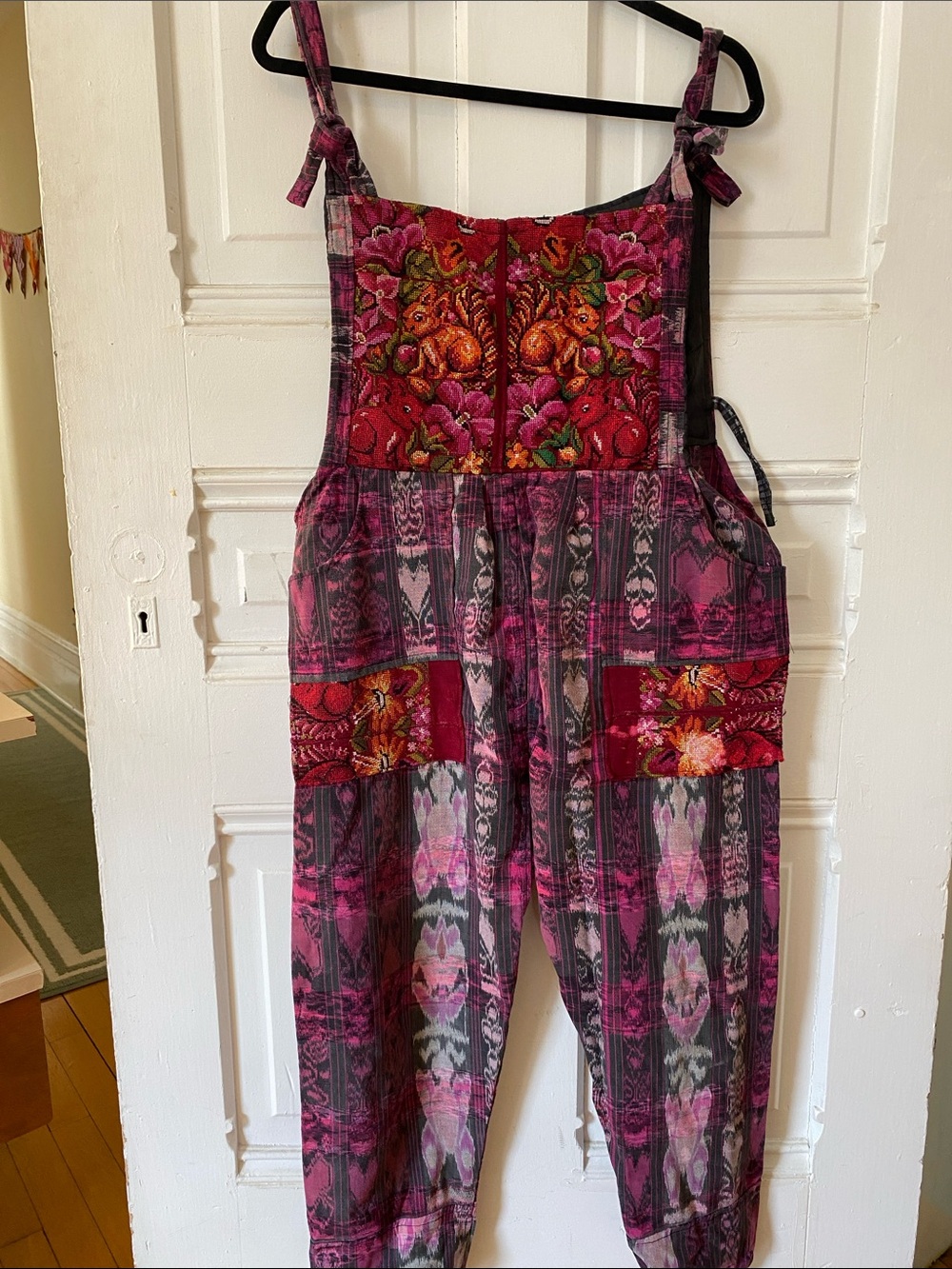 Pink Floral Patchwork Overalls Jumpsuit